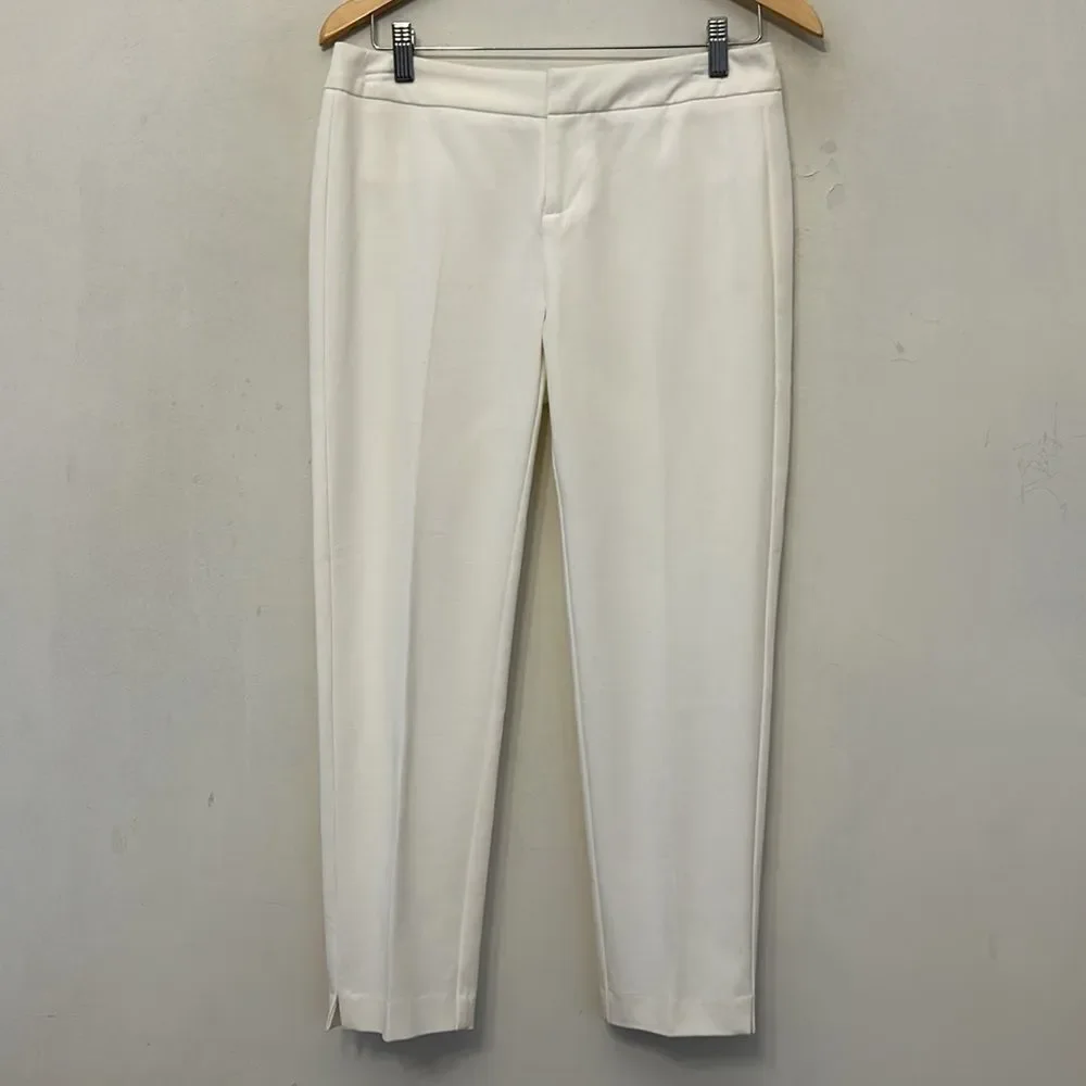 Cynthia Rowley cream slim cropped pants with slit detail at ankle Size 4 New
